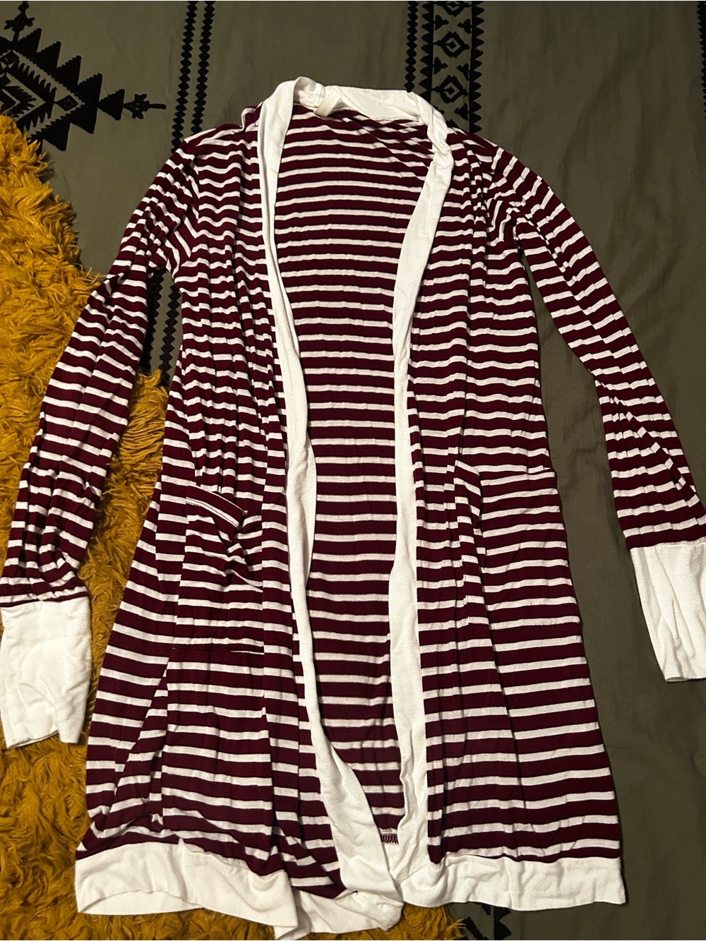 Magic Fit Burgundy & White Striped Top